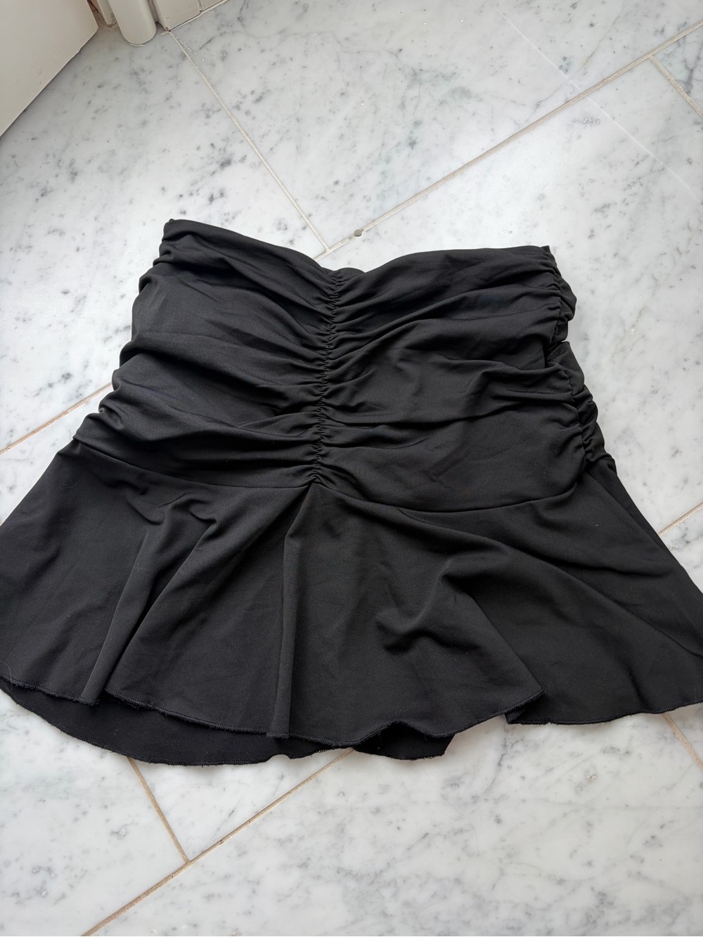 Black Ruched Flared Women's Skirt